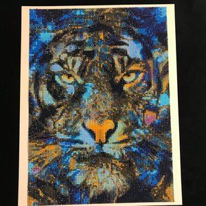 Diamond Dotz Bead Embroidery Completed Lion Head 10x13 Blue